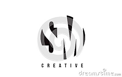 SM S M White Letter Logo Design with Circle Background. Vector Illustration