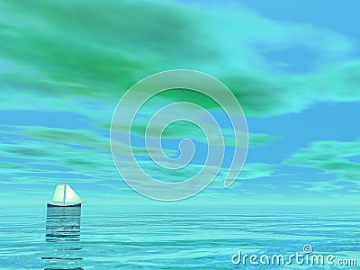 Smal sailboat - 3D render Stock Photo