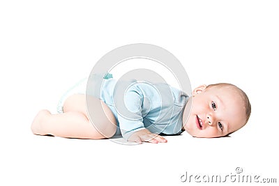 Small adorable year old kid lying Stock Photo