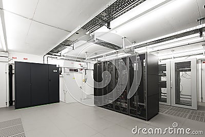 Small air-conditioned computer server room Stock Photo