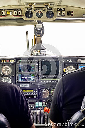 Small Aircraft Flightdeck Stock Photo