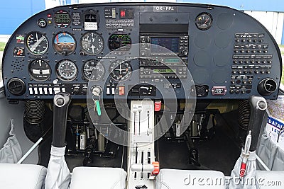 Small aircraft Instrument panel Editorial Stock Photo