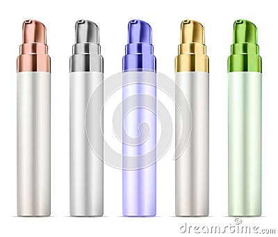 Small airless pump face skin serum essence bottle Vector Illustration