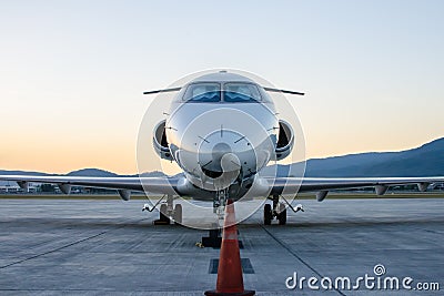 Small Airplane or Aeroplane Parked at Airport Stock Photo