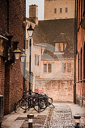 Small alley and bicycle in Windsor, UK Stock Photo