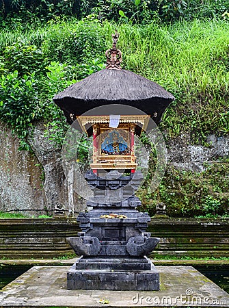A small altar at the Hindu temple in Bali, Indonesia Editorial Stock Photo