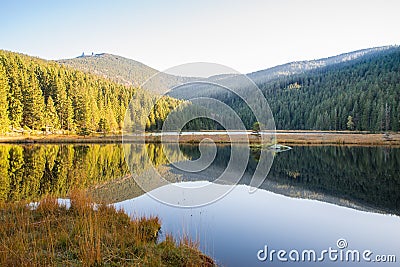 Small Arber lake in the autumn, Bavaria, Germany Stock Photo