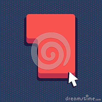 Small Arrow Touching the Keyboard Command Key with Shadow. Cursor Pointing to Blank Red Color Keypad Enter Option Vector Illustration