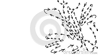 Small arrows on a white background of random movement Stock Photo