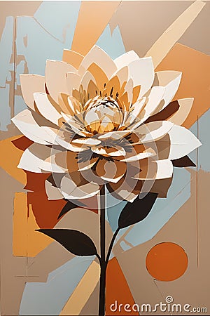 A small art with an acrylic of a geometric flower with an earth tone colors pattern Stock Photo