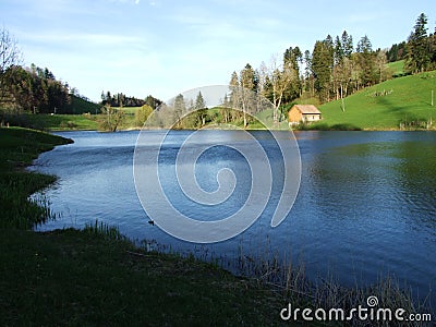 Small artificial lake Wenigerweier Stock Photo