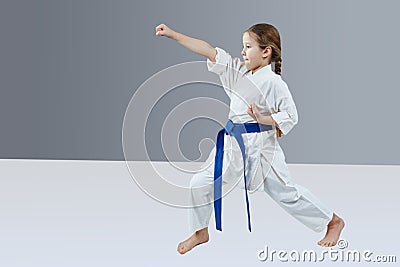 A small athlete is beating blow hand Stock Photo