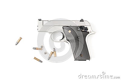 Small automatic gun .22 with bullet isolated Stock Photo