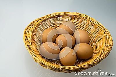 The small basket and egg Stock Photo
