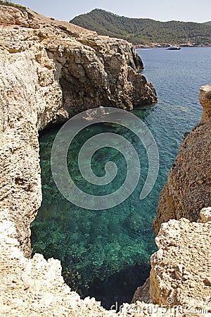 Small bay on Portinatx on the island Ibiza Stock Photo