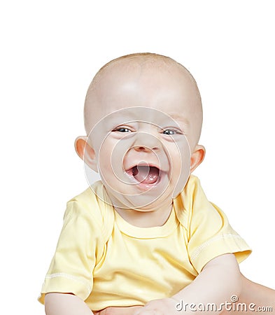 Small beautiful laughing baby boy Stock Photo