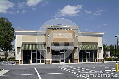 Small beige strip mall Stock Photo