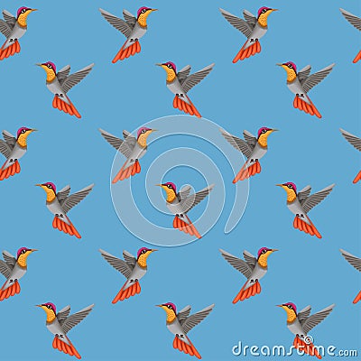 Small birds, Hummingbirds. Seamless pattern for background, Wallpaper Vector Illustration