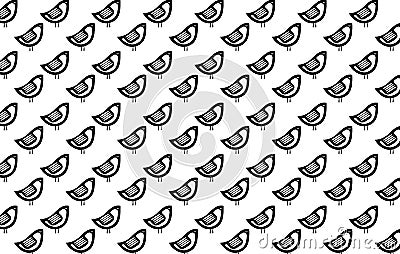 Small Birds seamless pattern on white background. Stock Photo