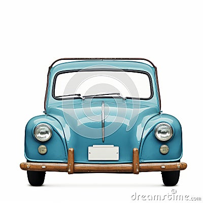 Small Blue Retro Car Photo Frame In Pinturicchio Style Stock Photo