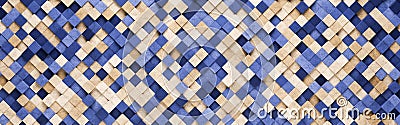 Small Blue and Orange Squares 3D Pattern Background Stock Photo