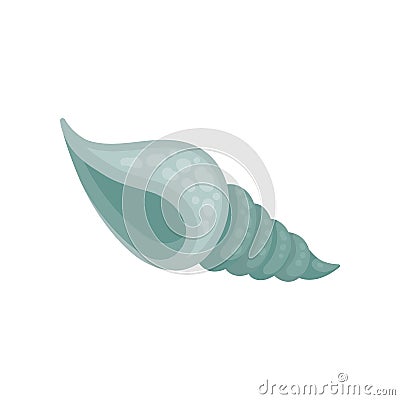 Small blue sea shell. Marine item. Decorative element for aquarium. Flat vector design for promo poster or summer Vector Illustration