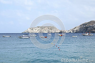 Small boats anchoring on sea Editorial Stock Photo