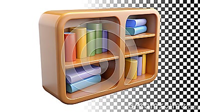 Small bookshelf with books for compact storage and reading space png transparent image Generative AI Stock Photo
