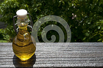 Small bottle of Olive Oil Stock Photo