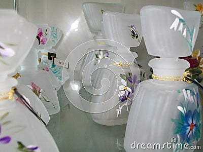 Small bottles of artistic glass for perfumes and essences Stock Photo