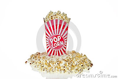 Small box full of popcorn Stock Photo