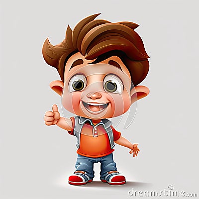 Small boy on colorful background, funny cartoon character, school kid 3d. Generative AI Stock Photo