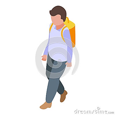 Small boy learning icon isometric vector. Online management Stock Photo
