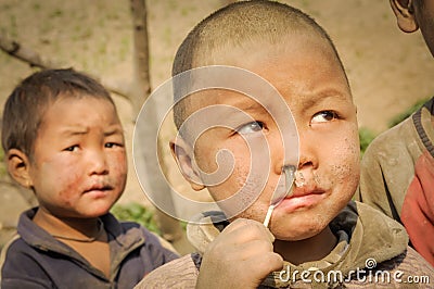 Small boy in Nepal Editorial Stock Photo