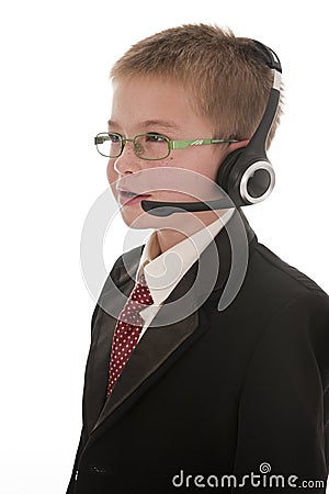 A small boy pretending to be a businessman. Stock Photo