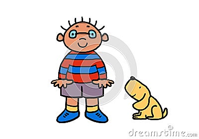 Small boy wearing glasses cartoon Stock Photo