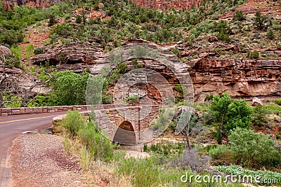Small Bridge in a Road Out of Zion Stock Photo