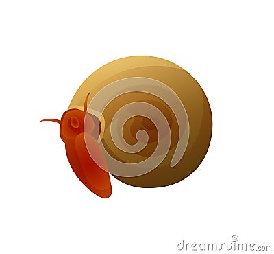 Small Brown Snail with Round Shell Colorful Poster Vector Illustration