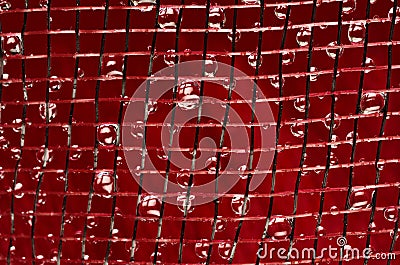 Small bubble and mesh on a red background Stock Photo