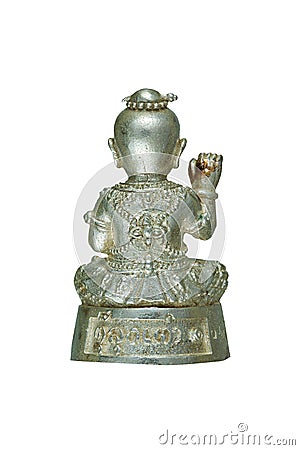 Small Buddha image or Thai amulet isolated on white background Stock Photo
