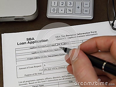 Small Business Adminstration SBA Loan Application Government Form Stock Photo