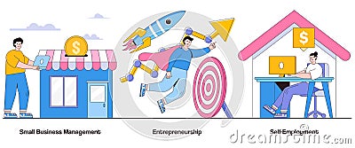 Small business management, entrepreneurship, self-employment concept with character. Business ownership abstract vector Vector Illustration