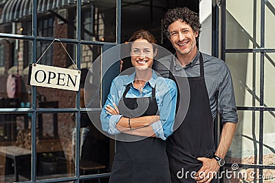 Small business owners couple Stock Photo