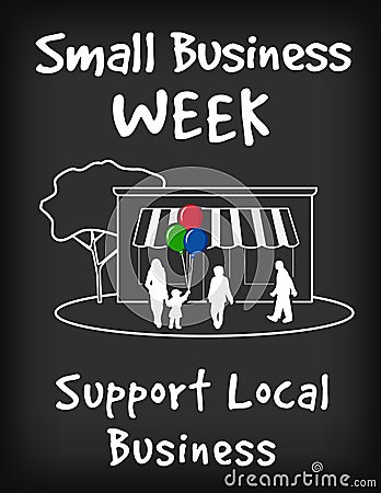 Small Business Week Chalk board Sign Vector Illustration