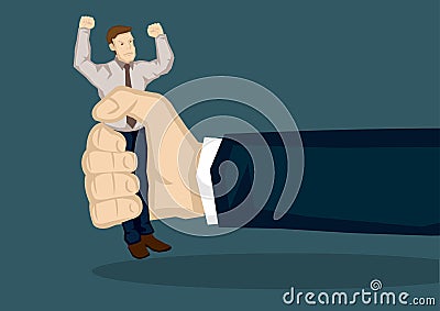 Small Businessman Gets Squeezed Vector Illustration Vector Illustration