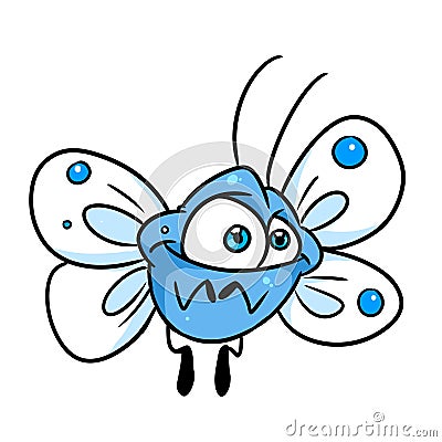 Small butterfly animal blue insect funny character illustration cartoon Cartoon Illustration