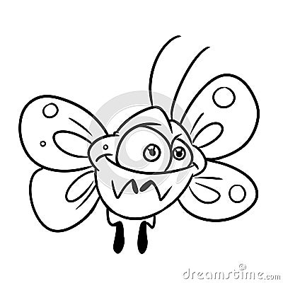 Small butterfly animal insect funny character illustration cartoon coloring Cartoon Illustration