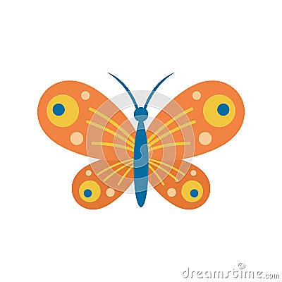 Small butterfly icon in flat style Vector Illustration