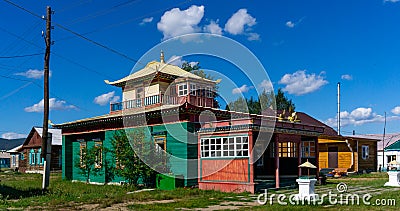 Small cameral rural Buddhist temple at Ivolginsky Datsan, Ulan Ude, Buryatia, Russia Editorial Stock Photo