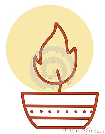 Small candle with big flame, icon Vector Illustration